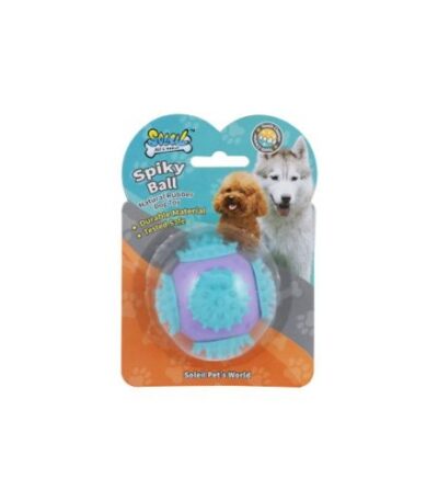 Soleil Blue & Purple Spiky Ball Rubber Dog Toy