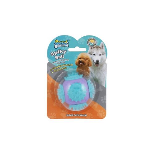 Soleil Blue & Purple Spiky Ball Rubber Dog Toy