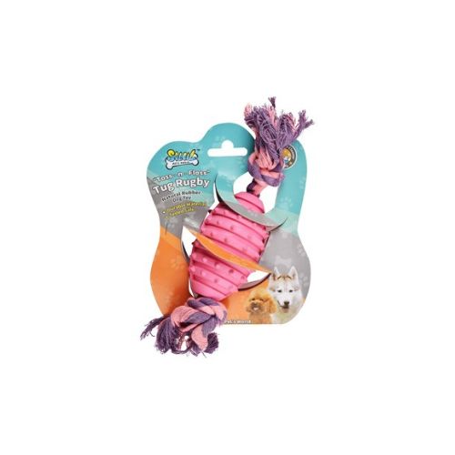 Soleil Pink Rugby Ball Tug & Floss Dog Toy