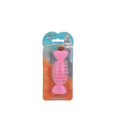 Soleil Light Blue Spiky Rubber Bone Dog Chew Toy