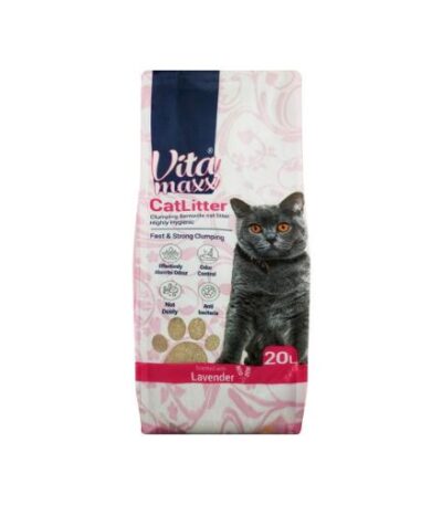Vita Maxx Clumping Cat Litter with Antibacterial Bentonite & Lavender Scent – 20L