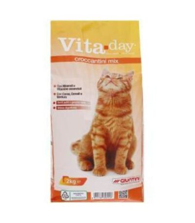 Vita Day Cat Dry Food Croquettes with Meat, Grains & Vegetables – 2kg