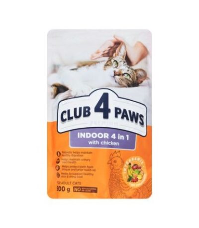Club 4 Paws 4-in-1 Adult Indoor Cat Dry Food with Chicken – 900g