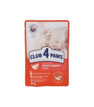Club 4 Paws Wet Food for Adult Cats with Turkey in Jelly – 80g